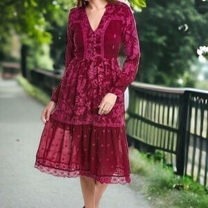 Johnny Was heavily embroidered Porcelain Aldea Dress w/ slip NWT (oversized)